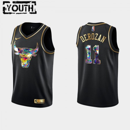 Dres Chicago Bulls DeMar DeRozan 11 Nike 2021-22 Crno Golden Edition 75th Anniversary Diamond Swingman - Dječji